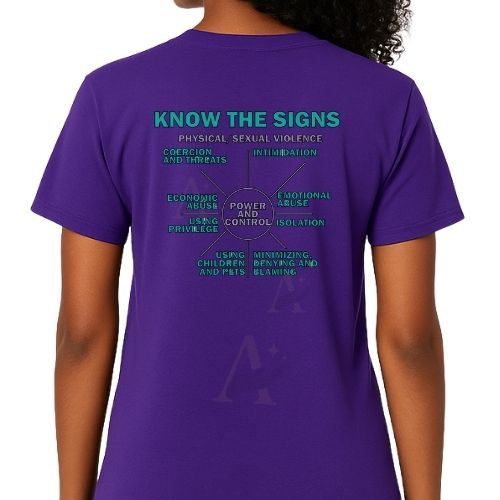 SpeakUp “Know the Signs” Awareness Tee – Domestic Violence & Sexual Assault Prevention Shirt
