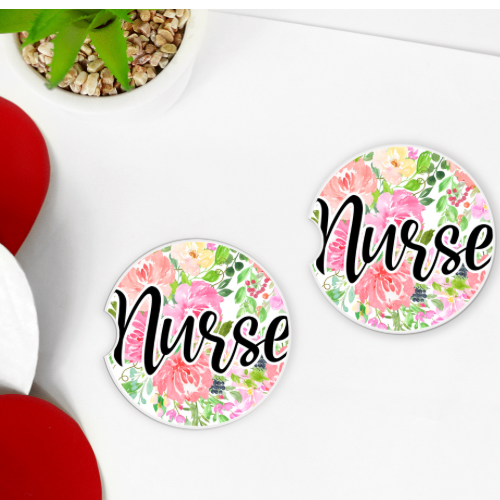 Personalized car coasters nurse