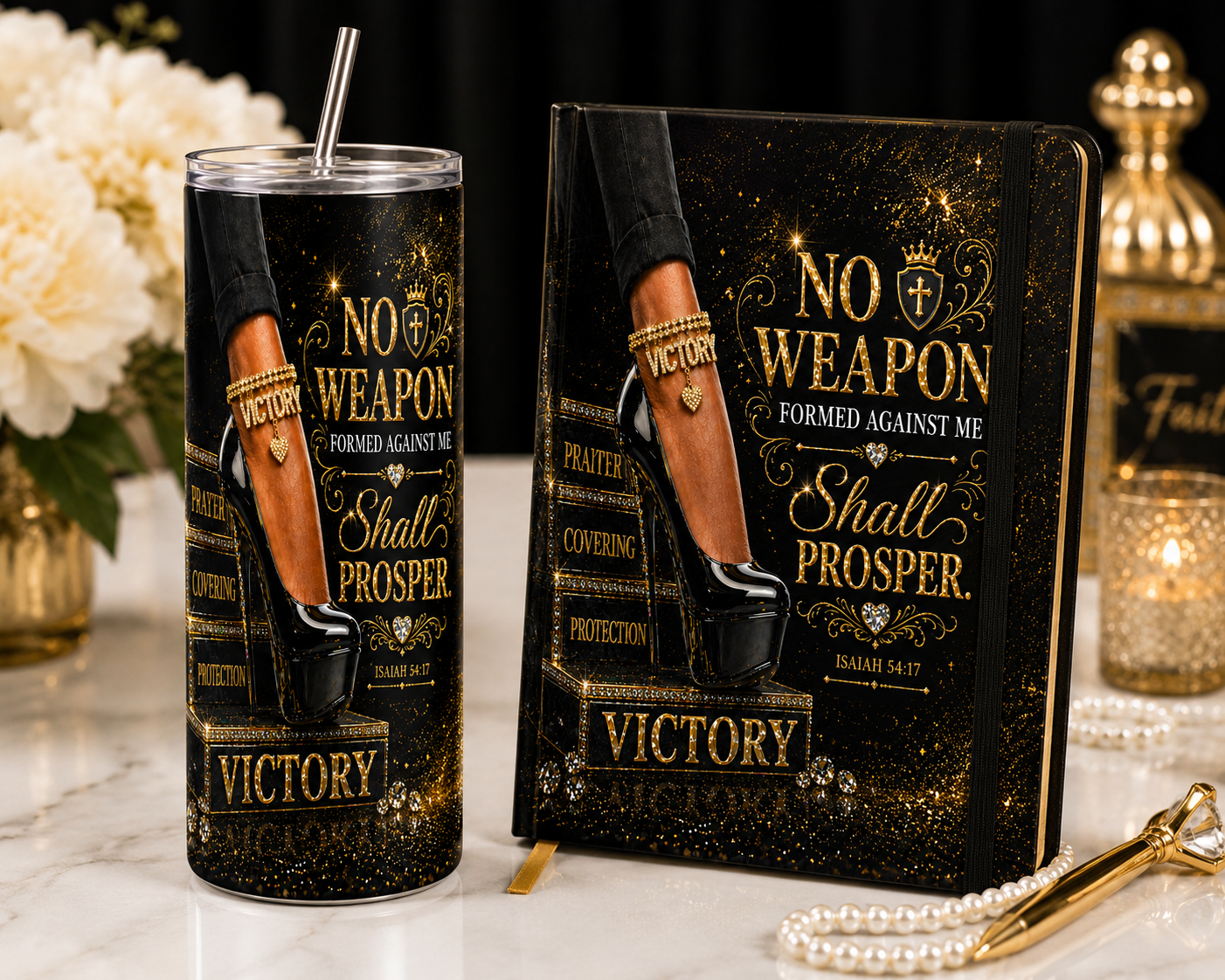 No Weapon Formed Against Me Tumbler, Isaiah 54:17 Christian Gift